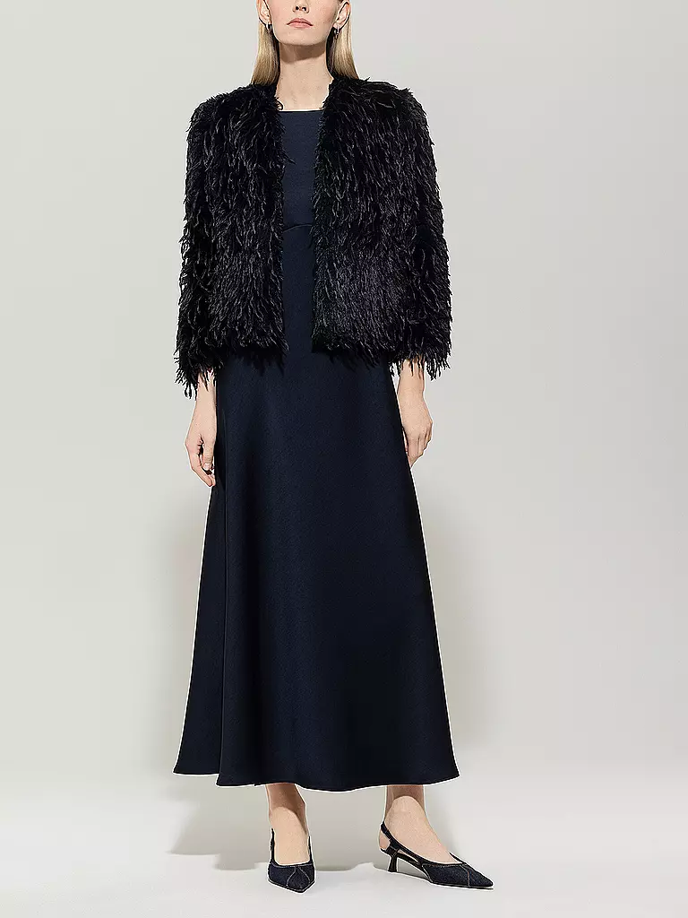 LUISA CERANO | Veste courte aspect fourrure | Bleu foncé
