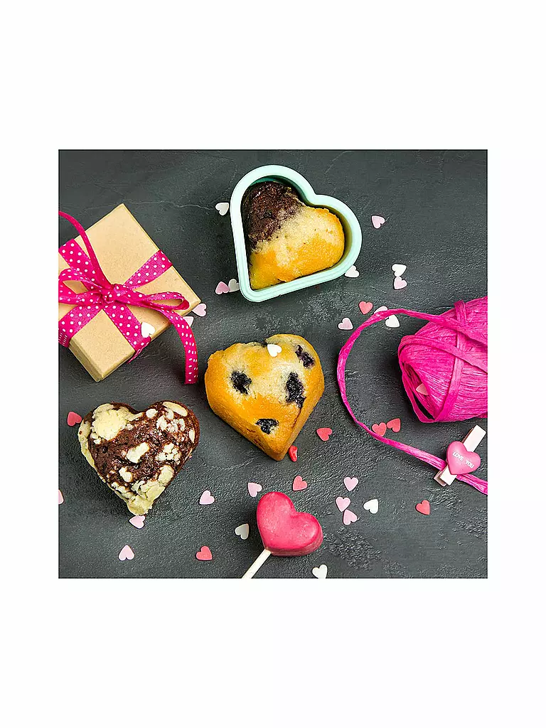 LURCH | Flexiform Moule à muffins cœur, lot de 6, mélange pastel | Multicolore