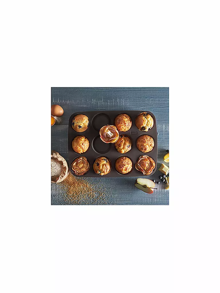 LURCH | Moule à muffins flexible 12 cavités | Marron