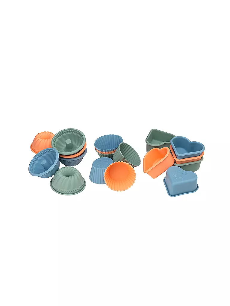 LURCH | Moules à pâtisserie FLEXISTARTER MINI CAKES 3x6 pièces Muffin/Cœur/Kouglof | Multicolore