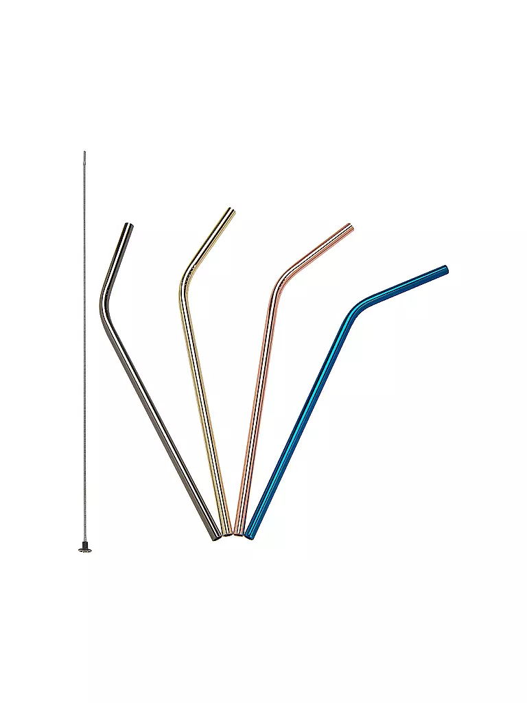 LURCH | Pailles courbées 21,5 cm en acier inoxydable 4 couleurs | 