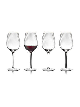 LYNGBY GLAS | Set de 4 verres à vin rouge avec bordure dorée PALERMO 40cl
