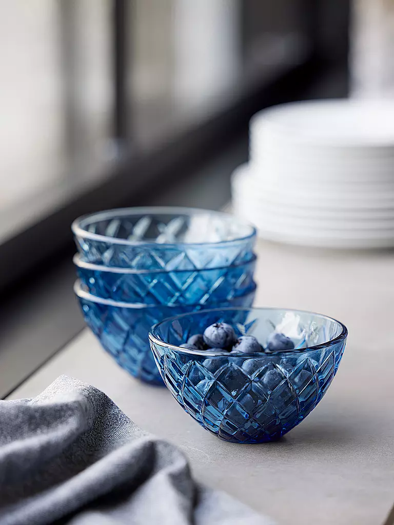 LYNGBY GLAS | Bol 4 pièces 12cm SORRENTO Bleu | 