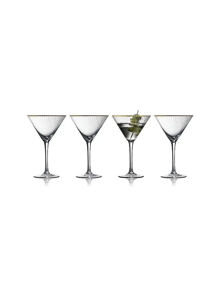 LYNGBY GLAS | Nom du produit : Ensemble de verres à martini 4 pièces avec bordure dorée PALERMO 25cl | Transparent
