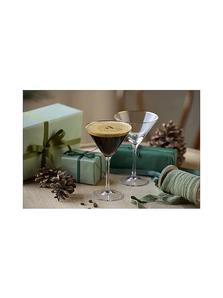 LYNGBY GLAS | Nom du produit : Ensemble de verres à martini 4 pièces avec bordure dorée PALERMO 25cl | Transparent