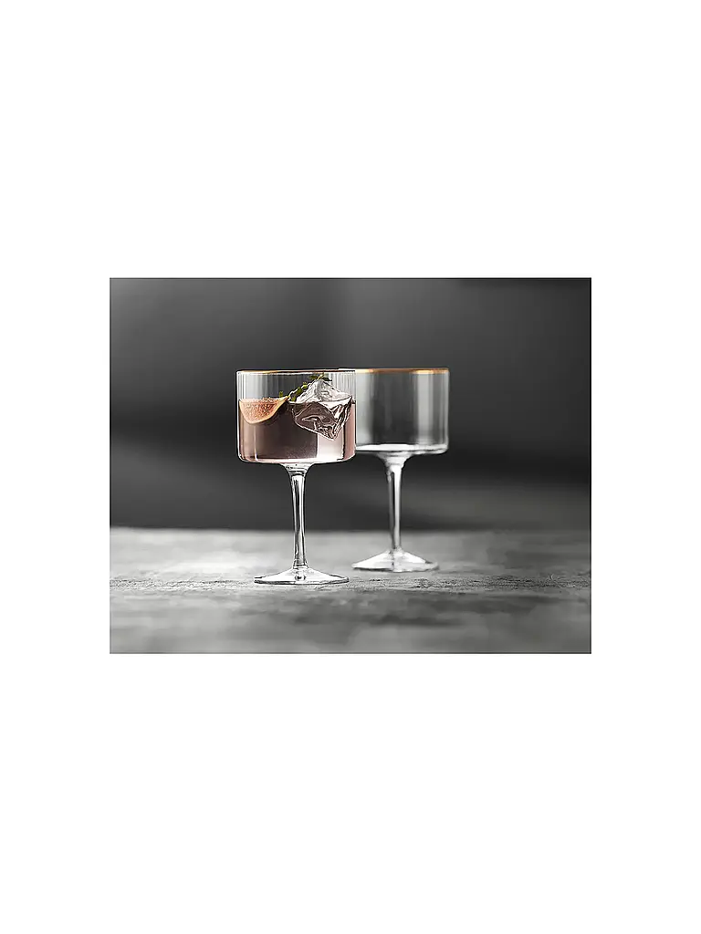 LYNGBY GLAS | Nom du produit : Set de 4 verres à Gin & Tonic avec bordure dorée PALERMO 45cl | Transparent