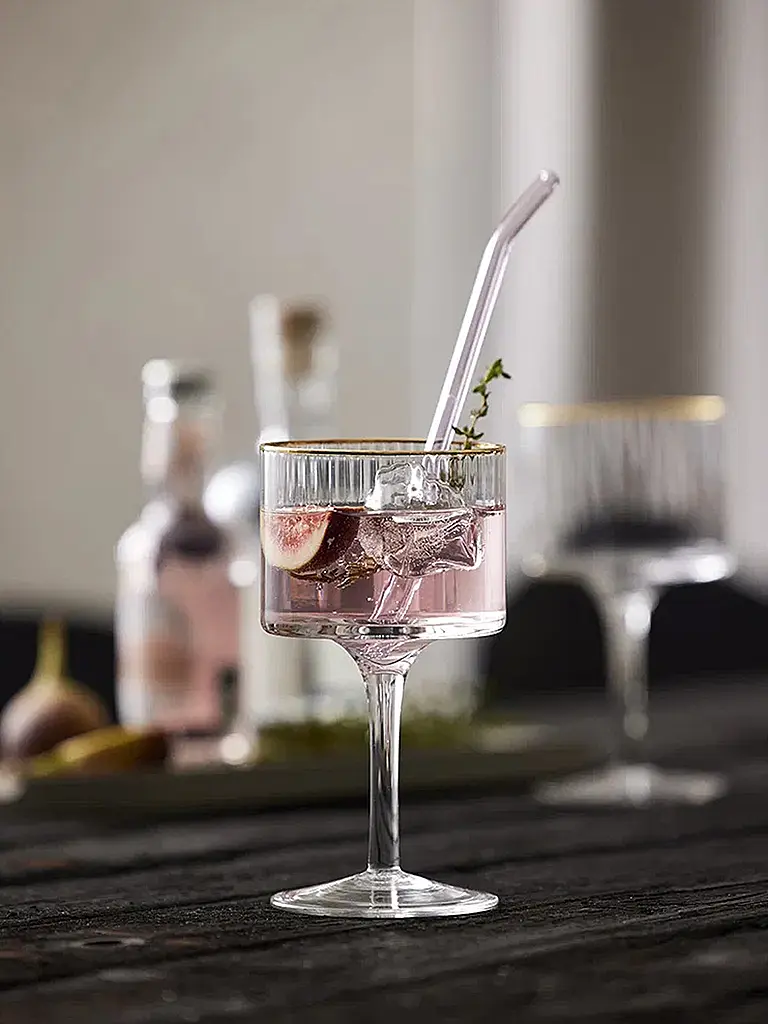 LYNGBY GLAS | Nom du produit : Set de 4 verres à Gin & Tonic avec bordure dorée PALERMO 45cl | Transparent