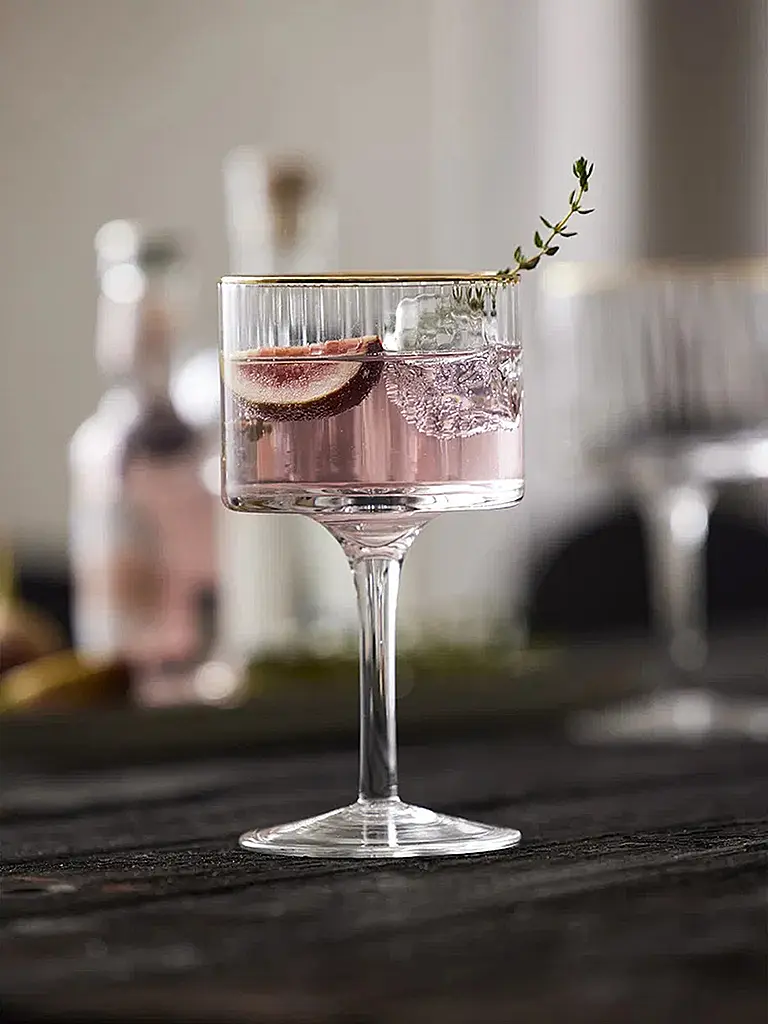 LYNGBY GLAS | Nom du produit : Set de 4 verres à Gin & Tonic avec bordure dorée PALERMO 45cl | Transparent