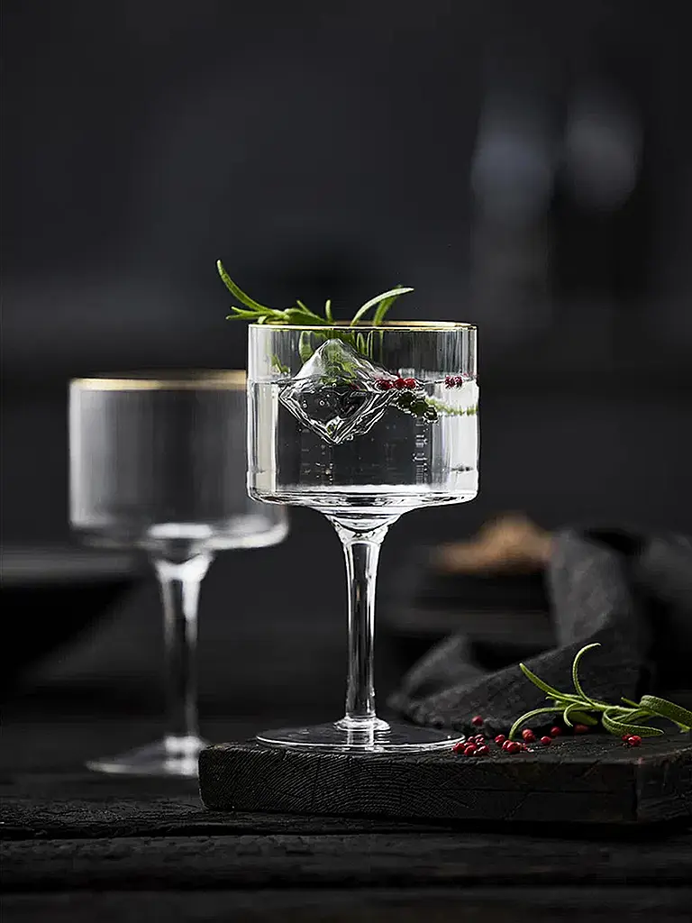 LYNGBY GLAS | Nom du produit : Set de 4 verres à Gin & Tonic avec bordure dorée PALERMO 45cl | Transparent