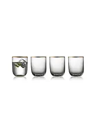 LYNGBY GLAS | Nom du produit : Set de gobelets 4 pièces avec bordure dorée PALERMO 35cl | Transparent