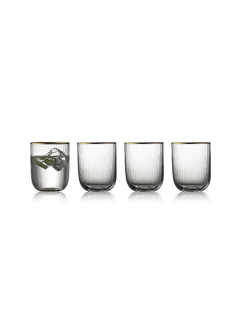 LYNGBY GLAS | Nom du produit : Set de gobelets 4 pièces avec bordure dorée PALERMO 35cl | Transparent