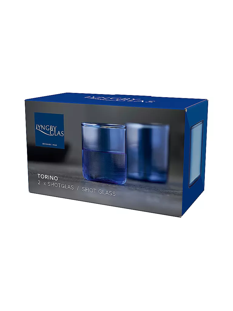 LYNGBY GLAS | Set de 2 verres à schnaps TORINO 6cl Bleu | 