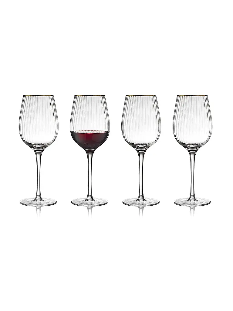 LYNGBY GLAS | Set de 4 verres à vin rouge avec bordure dorée PALERMO 40cl | Transparent