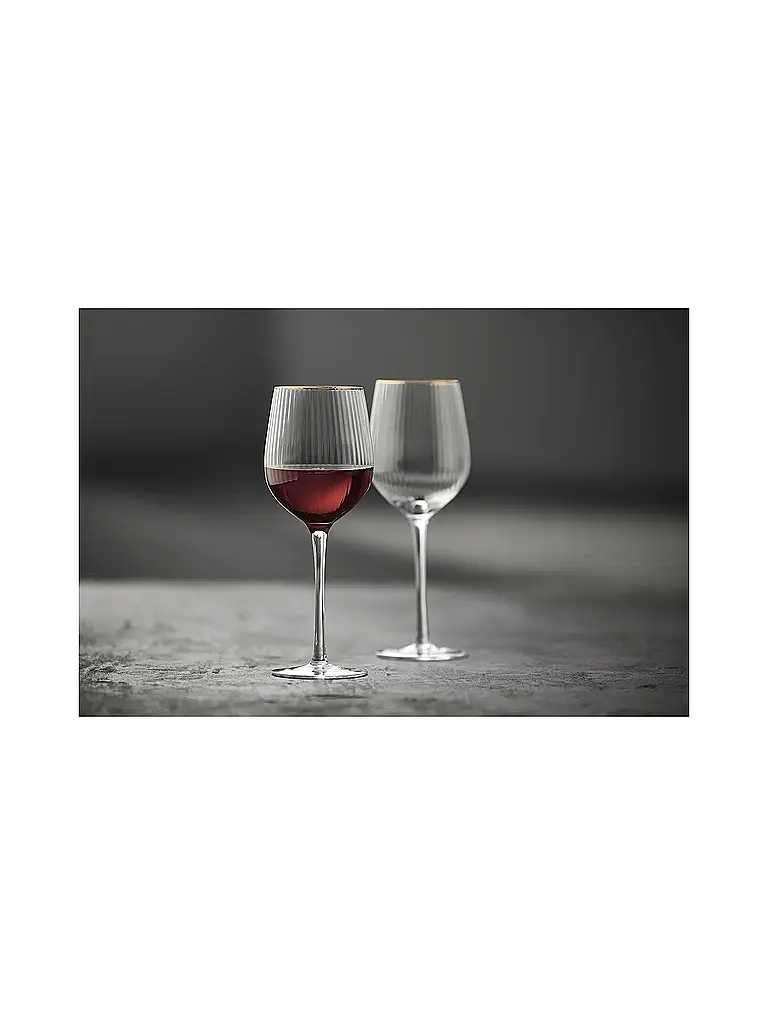 LYNGBY GLAS | Set de 4 verres à vin rouge avec bordure dorée PALERMO 40cl | Transparent