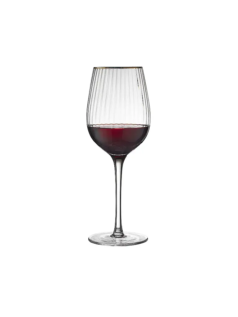 LYNGBY GLAS | Set de 4 verres à vin rouge avec bordure dorée PALERMO 40cl | Transparent