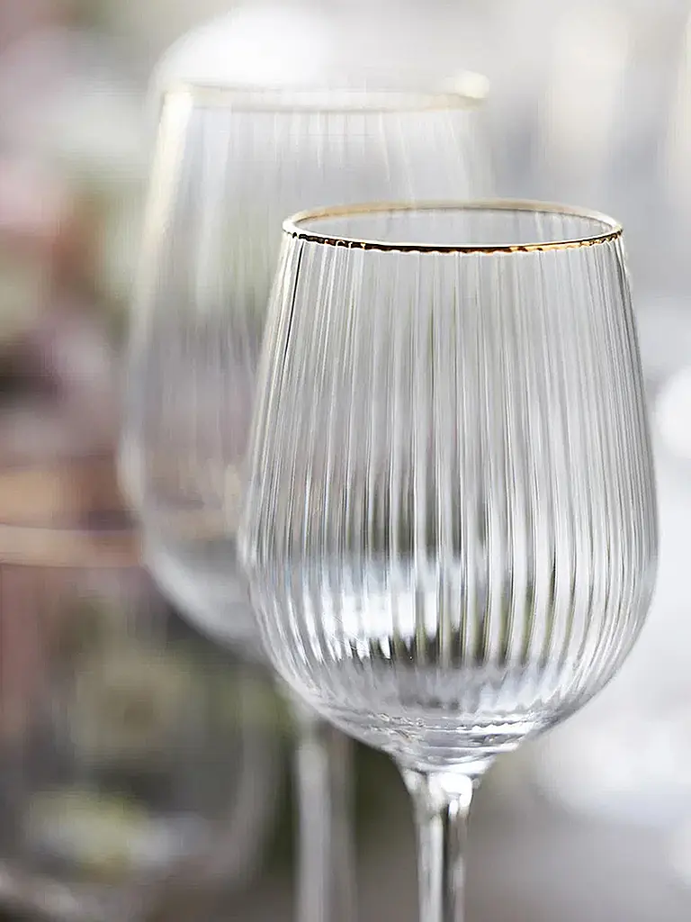 LYNGBY GLAS | Set de 4 verres à vin rouge avec bordure dorée PALERMO 40cl | Transparent