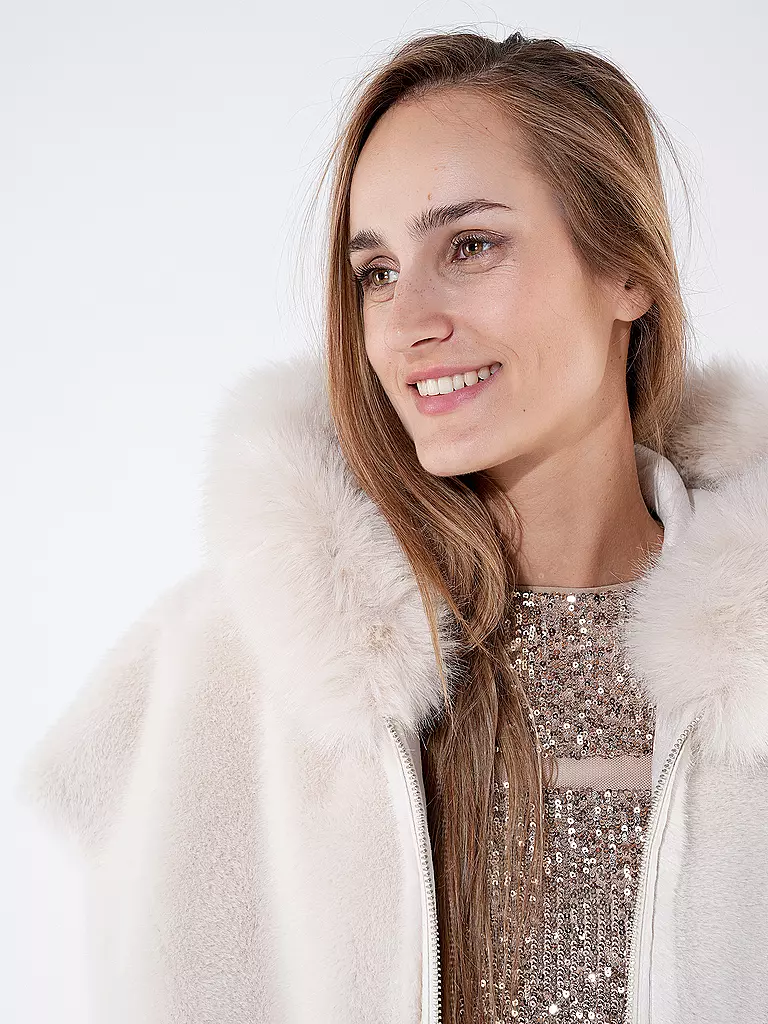 MARC CAIN | Jacke in Felloptik  | Crème