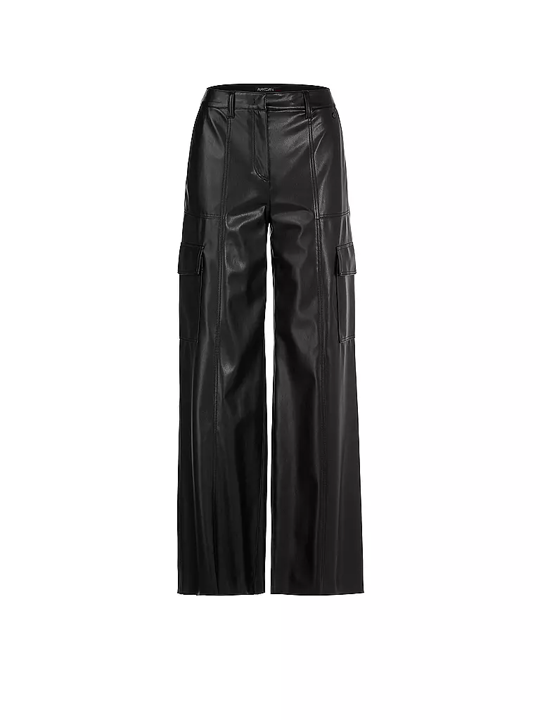 MARC CAIN | Pantalon cargo aspect cuir RAGUSA | schwarz