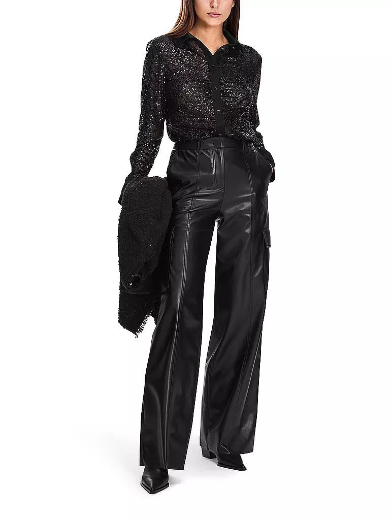 MARC CAIN | Pantalon cargo aspect cuir RAGUSA | schwarz