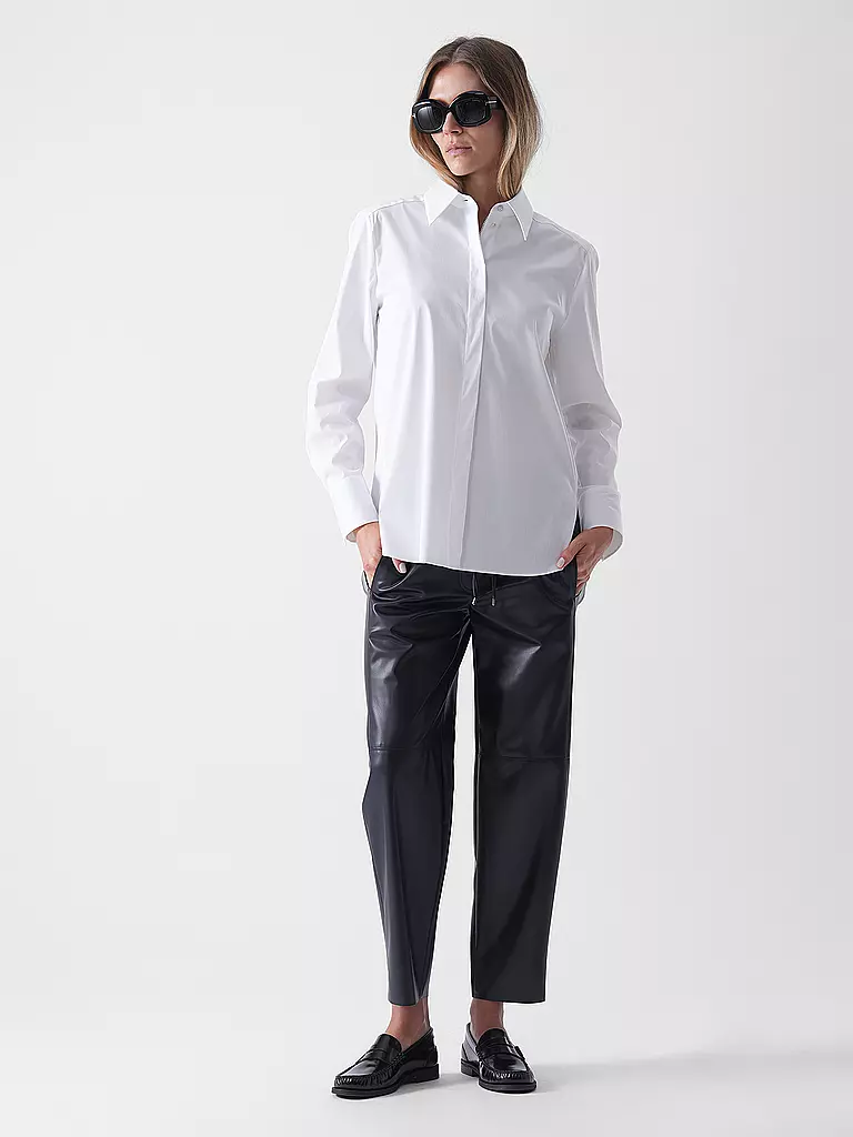 MARC CAIN | Pantalon coupe jogging aspect cuir RANCHI | dunkelblau