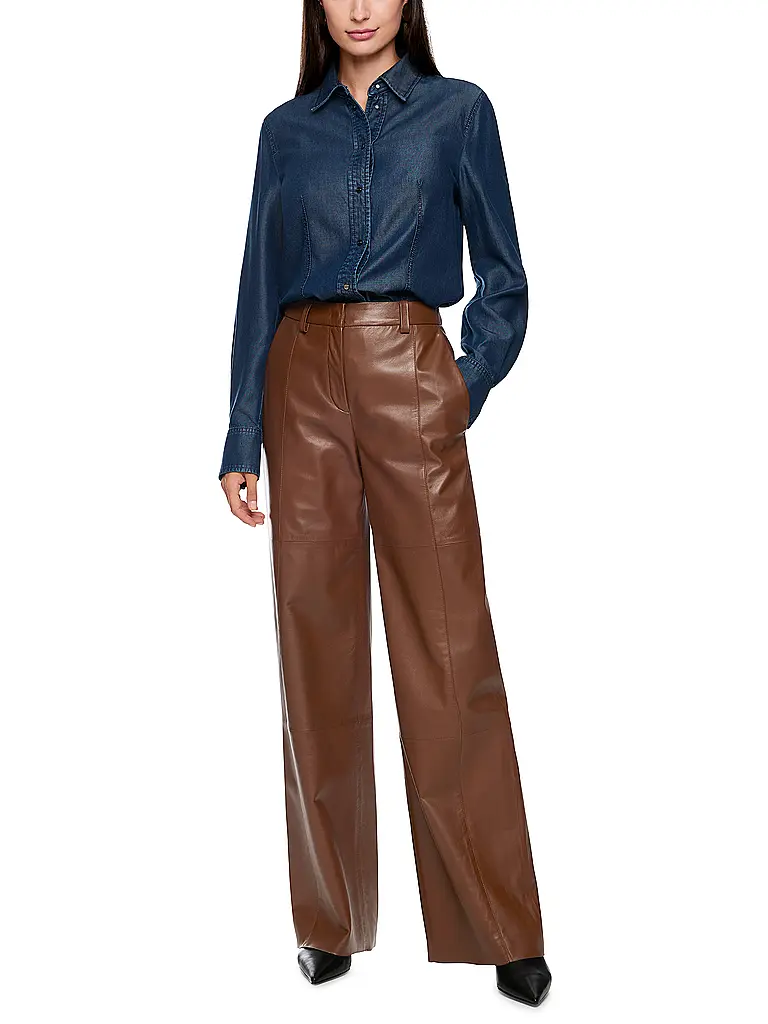 MARC CAIN | Pantalon en cuir WARRI | Marron
