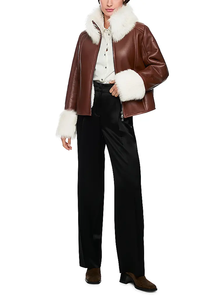 MARC CAIN | Veste en cuir | hellbraun