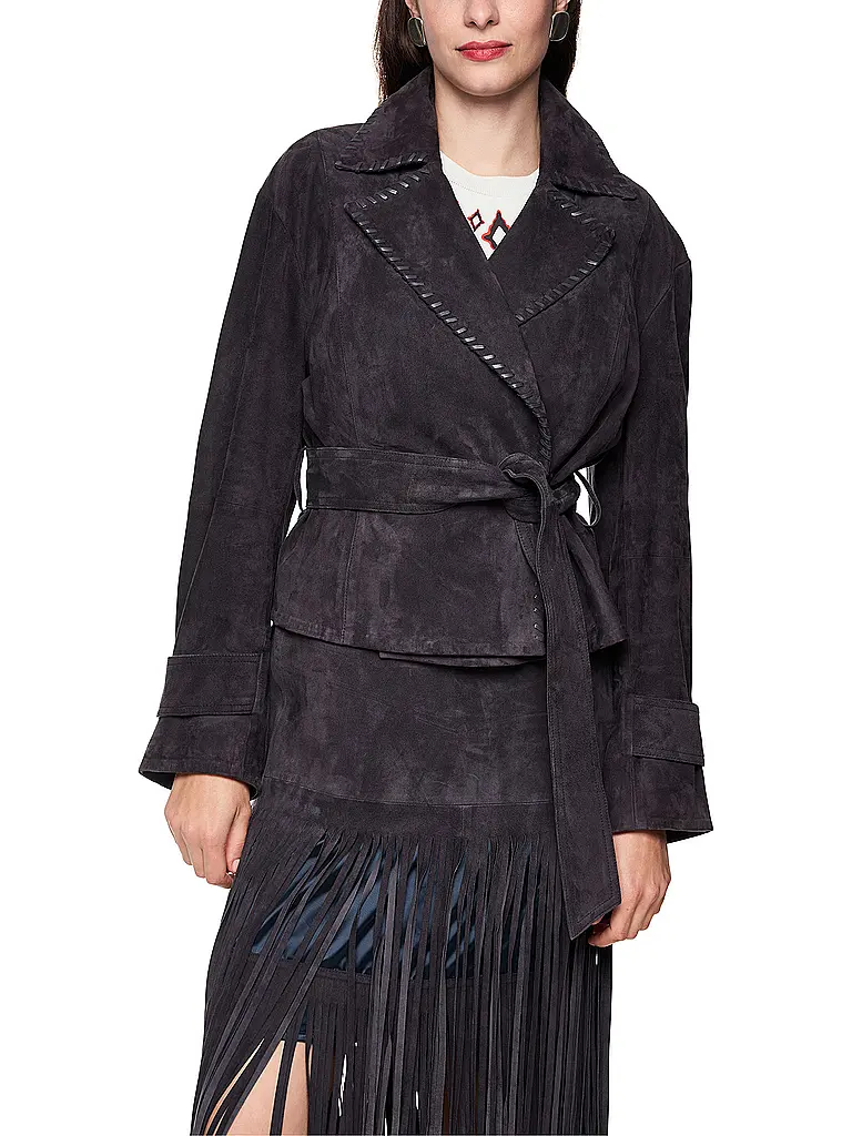 MARC CAIN | Veste en cuir | Bleu foncé