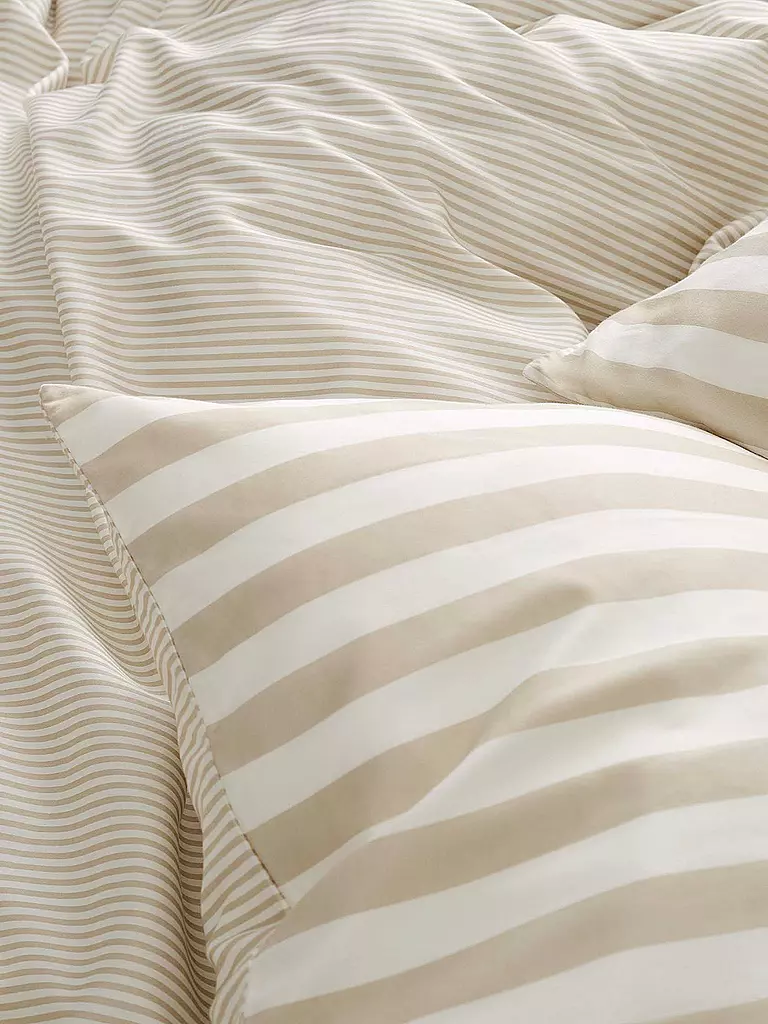 MARC O'POLO HOME | Housse de couette en satin CLASSIC STRIPE 70x90cm/140x200cm Avoine | 