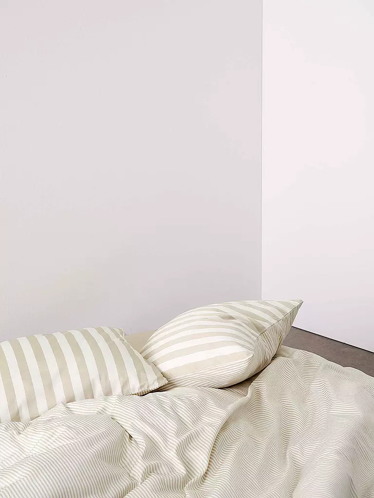 MARC O'POLO HOME | Housse de couette en satin CLASSIC STRIPE 70x90cm/140x200cm Avoine | 