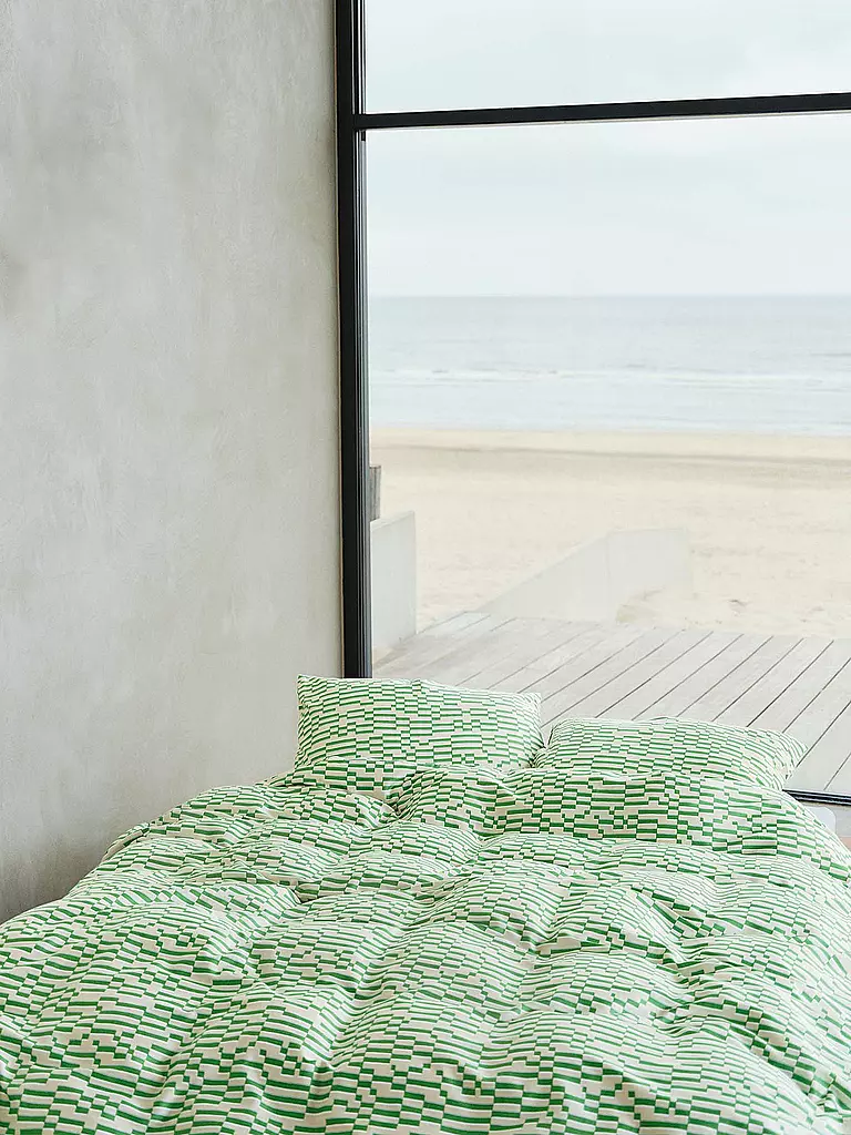 MARC O'POLO HOME | Housse de couette en satin HARPA 70x90cm/140x200cm Vert fougère | 