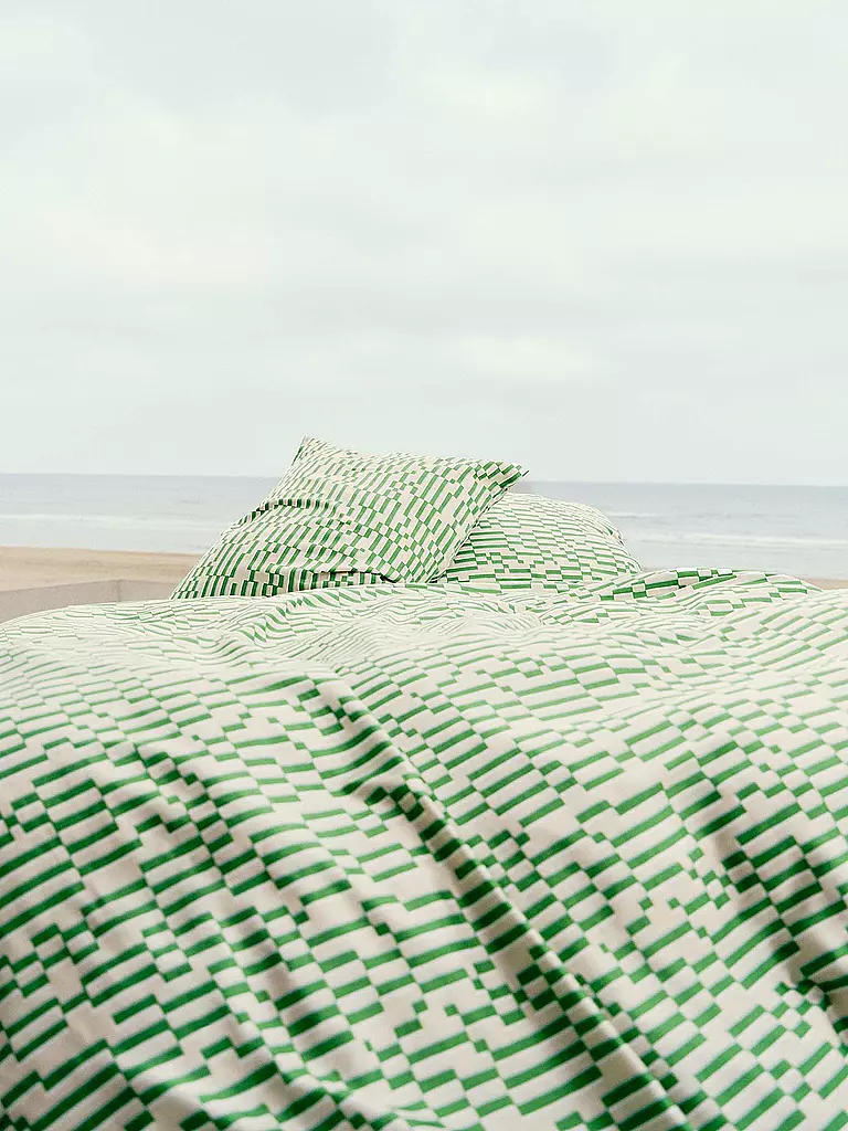 MARC O'POLO HOME | Housse de couette en satin HARPA 70x90cm/140x200cm Vert fougère | 