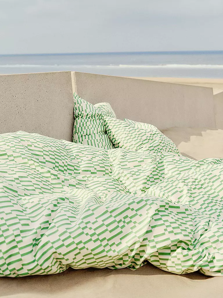 MARC O'POLO HOME | Housse de couette en satin HARPA 70x90cm/140x200cm Vert fougère | 