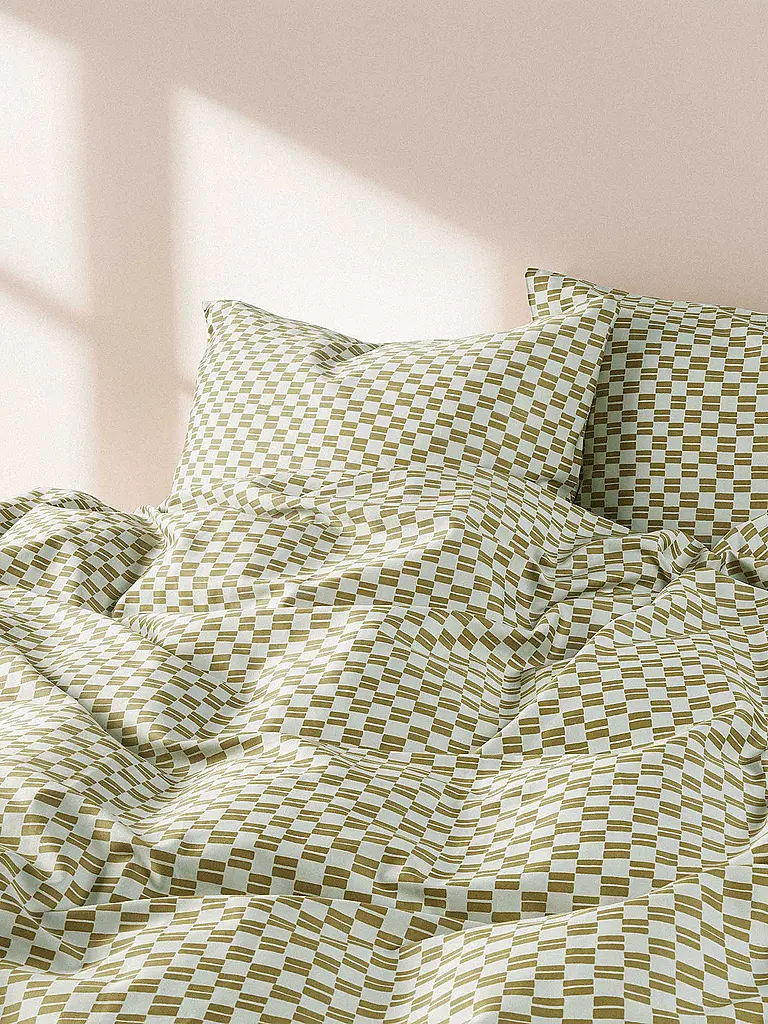 MARC O'POLO HOME | Housse de couette en satin SVEA 70x90cm/140x200cm Vert argenté | 