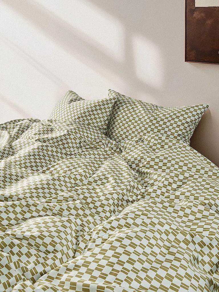 MARC O'POLO HOME | Housse de couette en satin SVEA 70x90cm/140x200cm Vert argenté | 