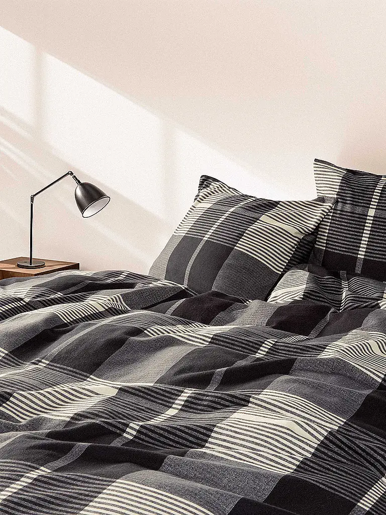 MARC O'POLO HOME | Linge de lit en flanelle ALVAR 70x90cm/140x200cm New Black | 
