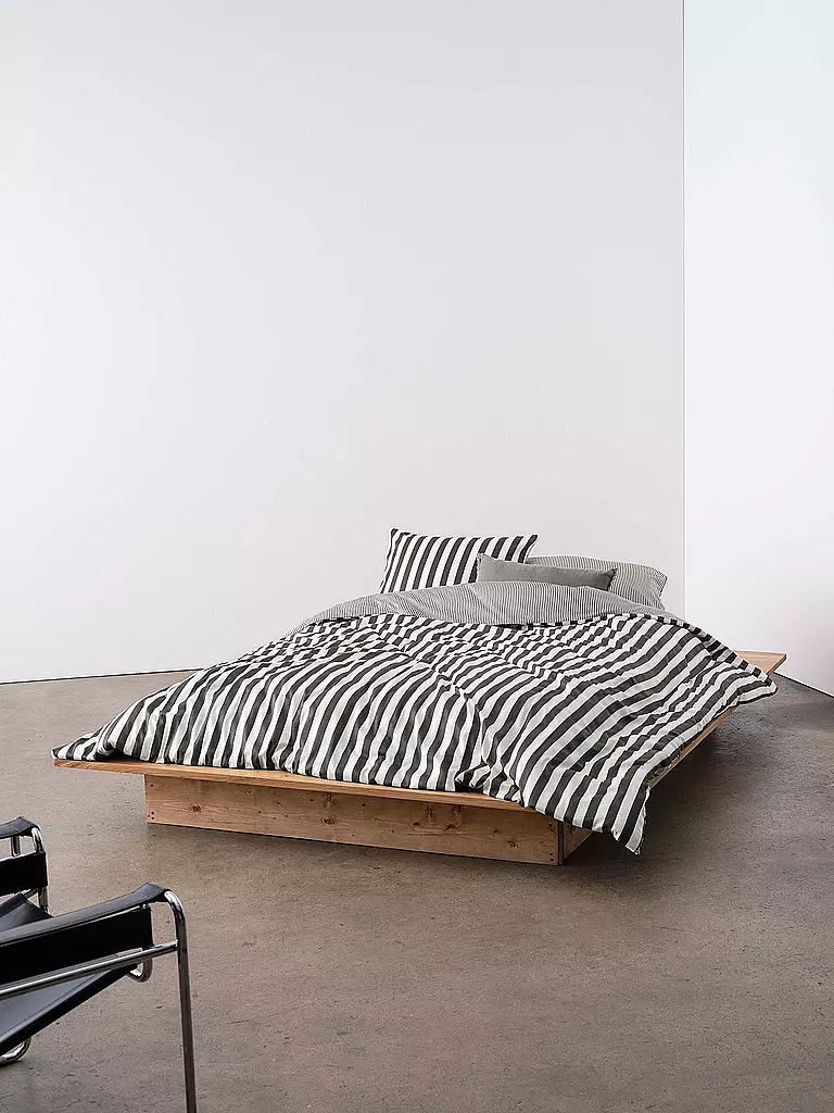 MARC O'POLO HOME | Linge de lit en satin CLASSIC STRIPE 70x90cm/140x200cm Anthracite | grau