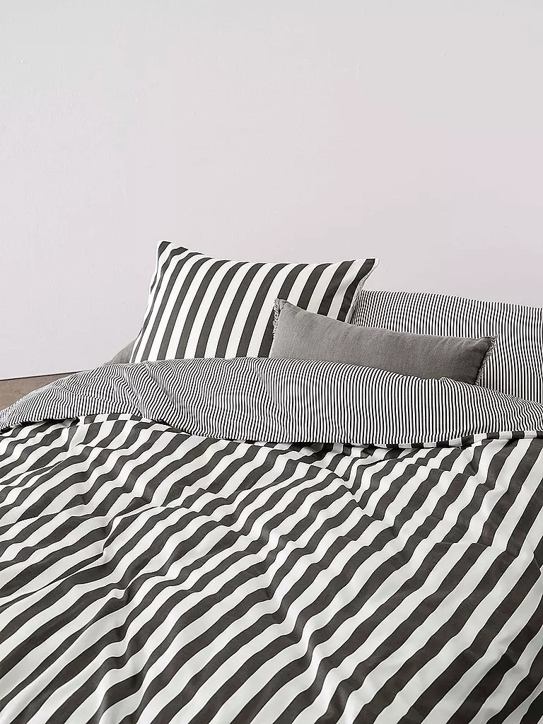 MARC O'POLO HOME | Linge de lit en satin CLASSIC STRIPE 70x90cm/140x200cm Anthracite | grau