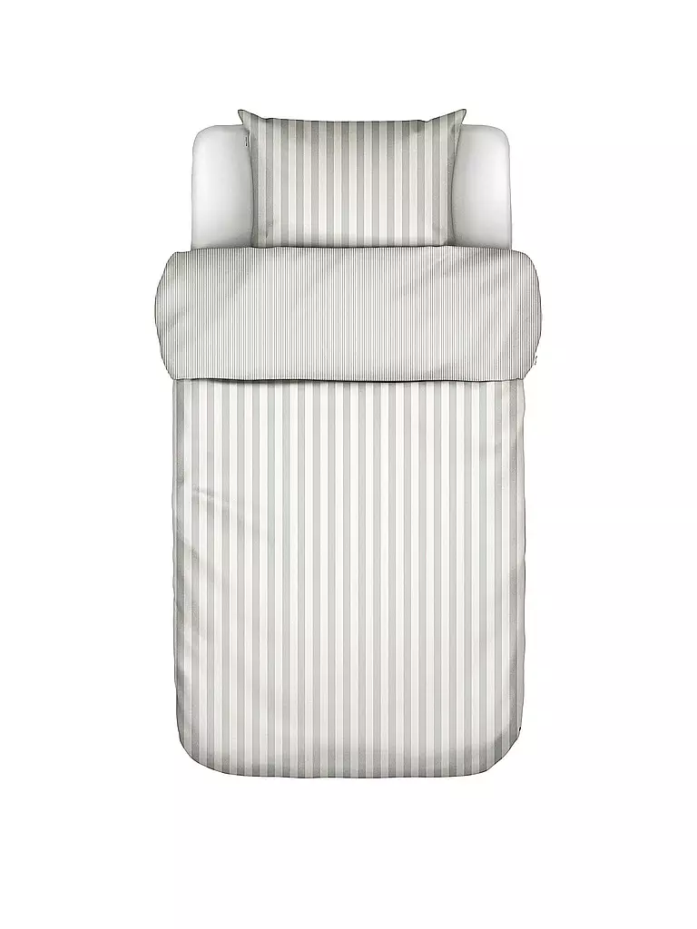 MARC O'POLO HOME | Linge de lit en satin CLASSIC STRIPE 70x90cm/140x200cm Argent | hellgrau