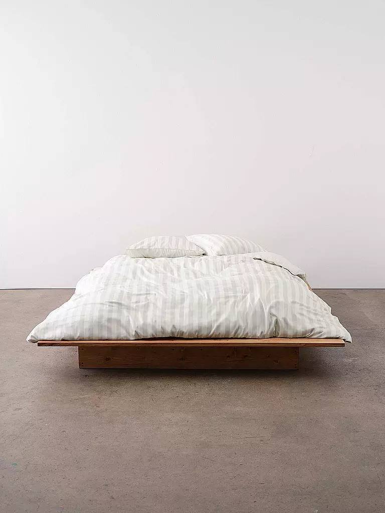 MARC O'POLO HOME | Linge de lit en satin CLASSIC STRIPE 70x90cm/140x200cm Argent | hellgrau