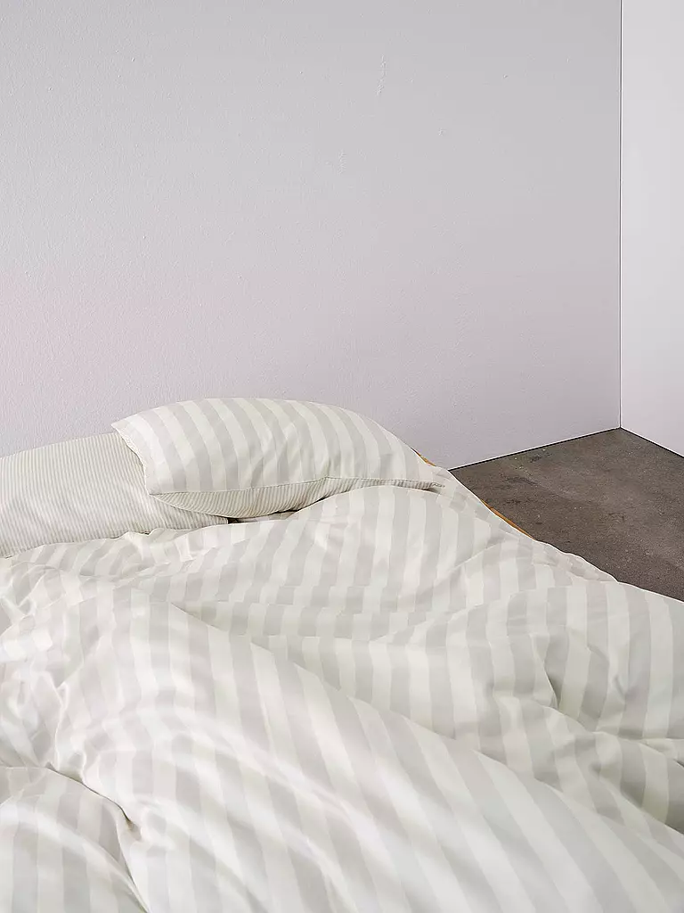 MARC O'POLO HOME | Linge de lit en satin CLASSIC STRIPE 70x90cm/140x200cm Argent | hellgrau