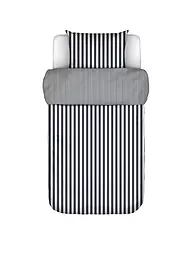 MARC O'POLO HOME | Linge de lit en satin CLASSIC STRIPE 70x90cm/140x200cm Anthracite | Bleu foncé