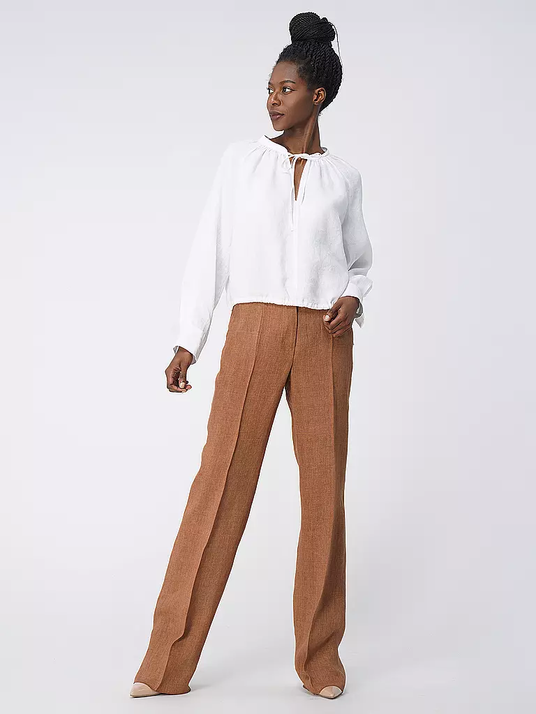 MAX MARA STUDIO | Leinen Marlenehose Alcano | Marron