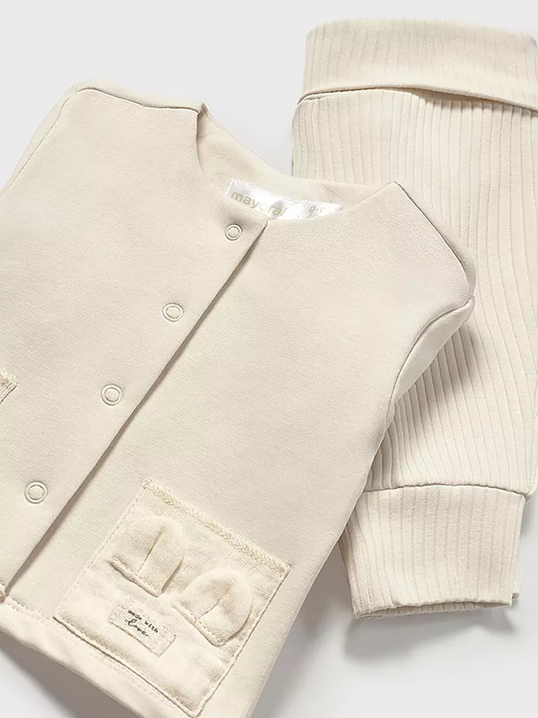 MAYORAL | Baby Set 3-teilig T-Shirt, Sweatjacke und Hose | Crème