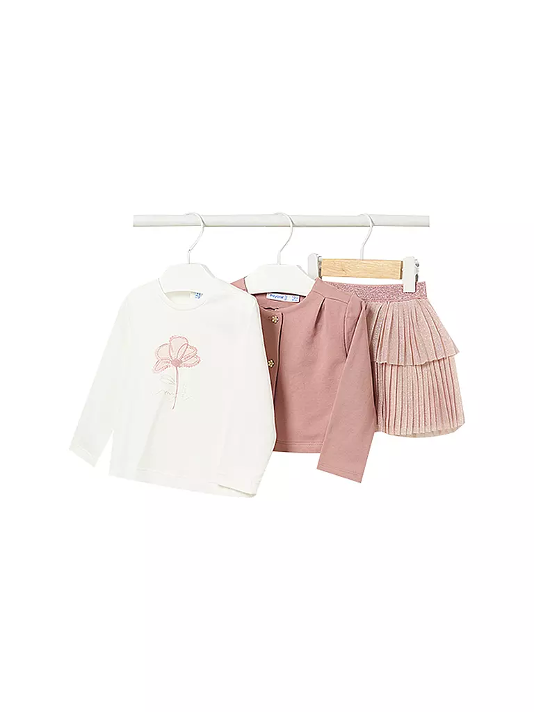 MAYORAL | Baby Set Langarmshirt, Jäckchen, Rock 3-teilig  | Rose