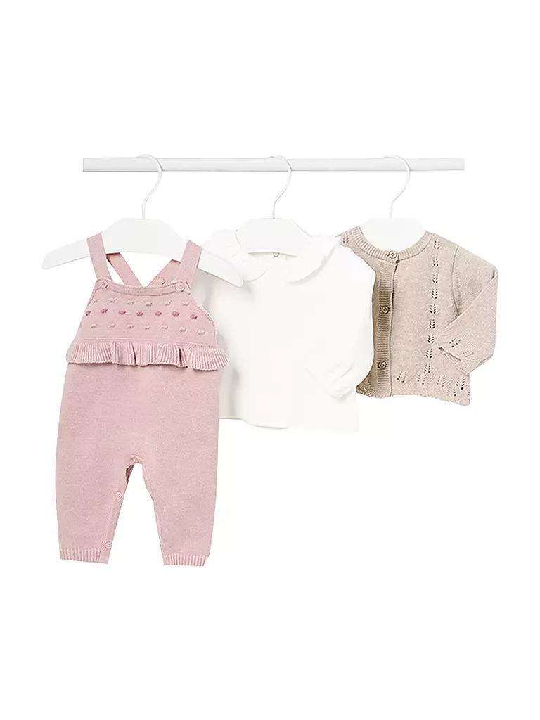 MAYORAL | Baby Set Latzhose Pullover Strickjacke 3-teilig  | Rose