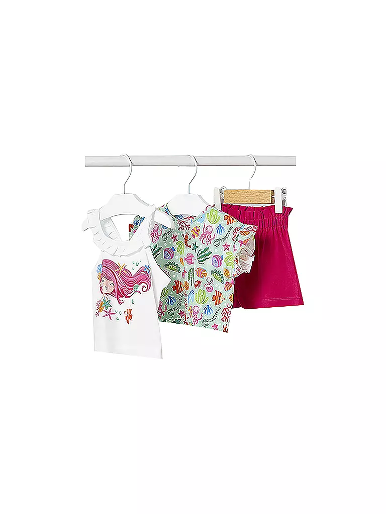 MAYORAL | Ensemble bébé 3 pièces : T-shirt, top et short | pink