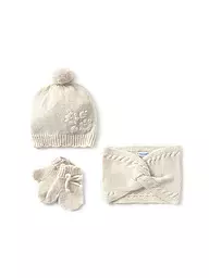 MAYORAL | Ensemble bébé 3 pièces bonnet, écharpe et moufles | Crème