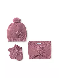 MAYORAL | Ensemble bébé 3 pièces bonnet, écharpe et moufles | Rose