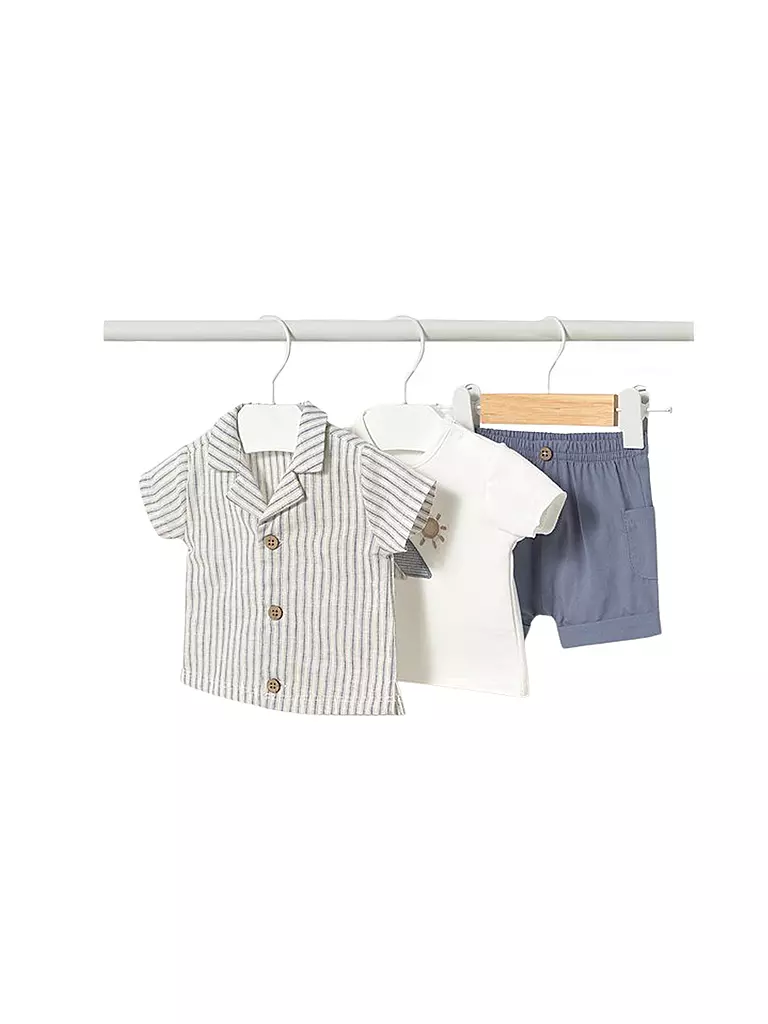 MAYORAL | Ensemble bébé 3 pièces chemise, T-shirt et short | Crème