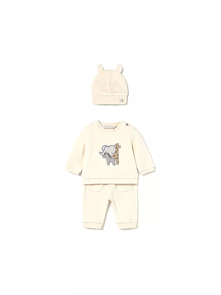 MAYORAL | Ensemble bébé 3 pièces pull, pantalon, bonnet | creme